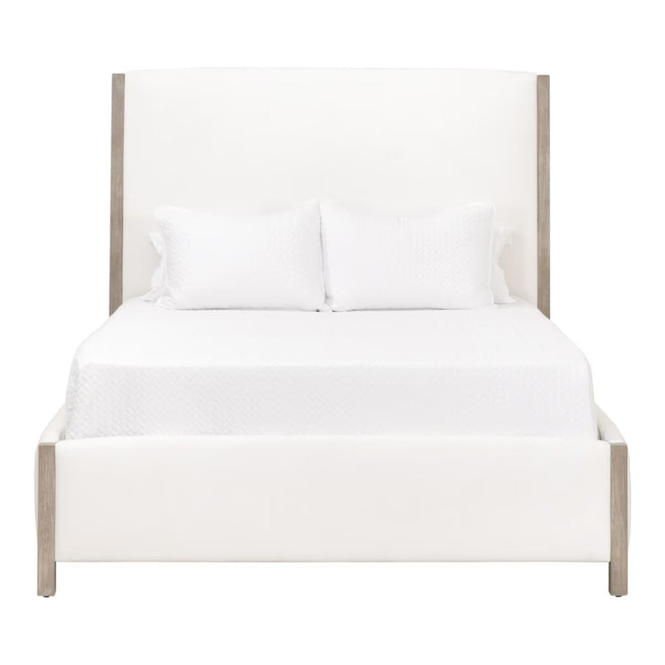 Essentials For Living Emmett Queen Bed ~ LiveSmart Peyton-Pearl Performance Fabric With Natural Gray Oak