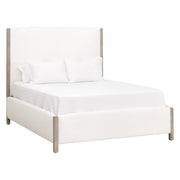 Essentials For Living Emmett Standard King Bed ~ LiveSmart Peyton-Pearl Performance Fabric With Natural Gray Oak