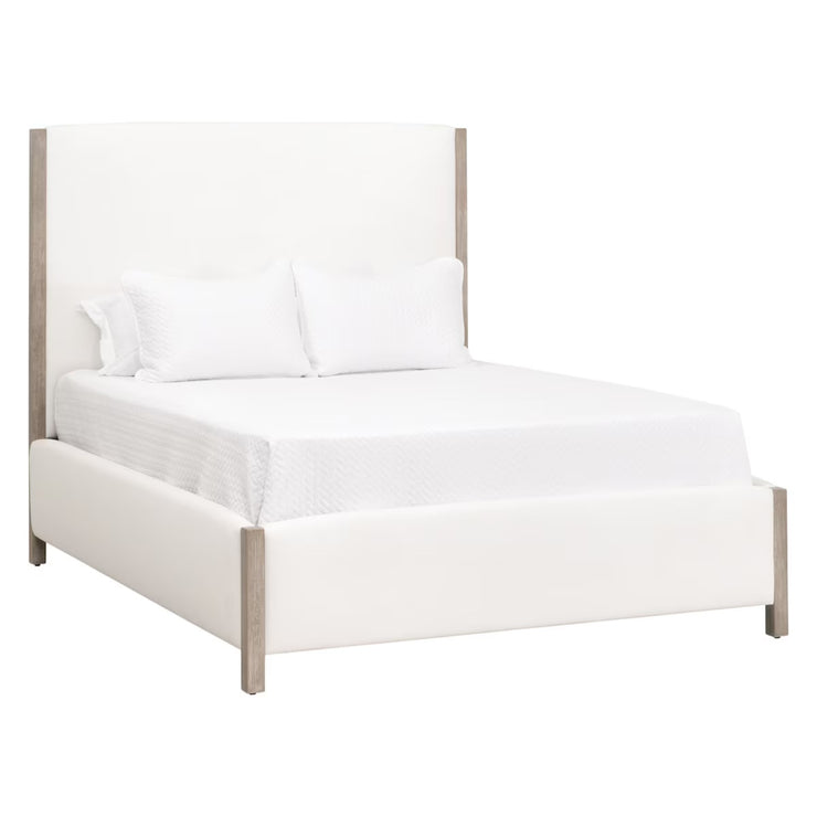Essentials For Living Emmett Standard King Bed ~ LiveSmart Peyton-Pearl Performance Fabric With Natural Gray Oak