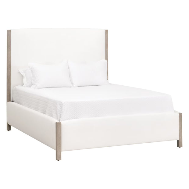 Essentials For Living Emmett Queen Bed ~ LiveSmart Peyton-Pearl Performance Fabric With Natural Gray Oak