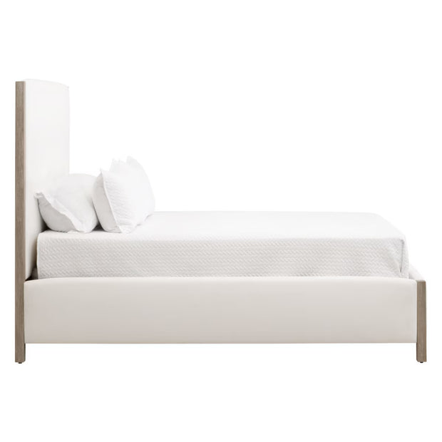 Essentials For Living Emmett Queen Bed ~ LiveSmart Peyton-Pearl Performance Fabric With Natural Gray Oak