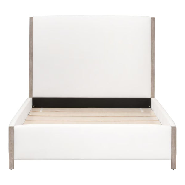 Essentials For Living Emmett Queen Bed ~ LiveSmart Peyton-Pearl Performance Fabric With Natural Gray Oak