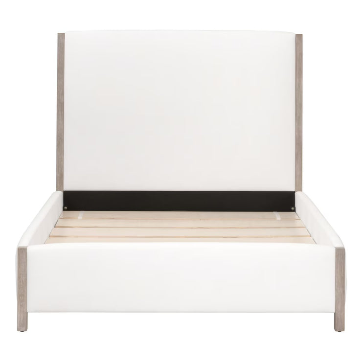 Essentials For Living Emmett Queen Bed ~ LiveSmart Peyton-Pearl Performance Fabric With Natural Gray Oak