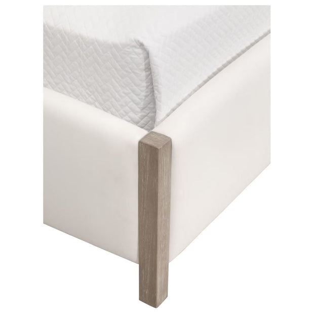 Essentials For Living Emmett Queen Bed ~ LiveSmart Peyton-Pearl Performance Fabric With Natural Gray Oak