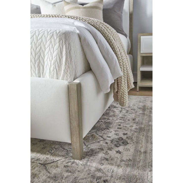 Essentials For Living Emmett Queen Bed ~ LiveSmart Peyton-Pearl Performance Fabric With Natural Gray Oak