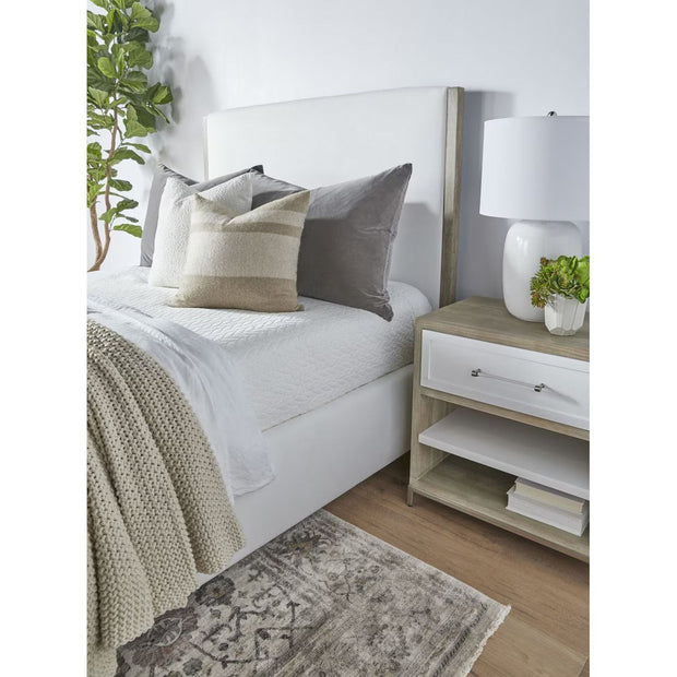 Essentials For Living Emmett Queen Bed ~ LiveSmart Peyton-Pearl Performance Fabric With Natural Gray Oak