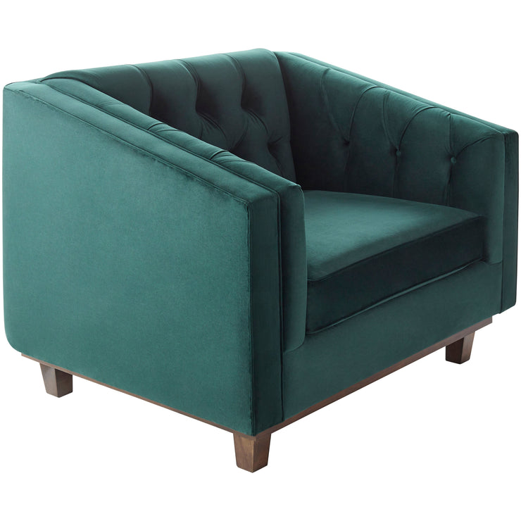 Surya Cheviot Modern Velvet Tufted Accent Chair With Wood Base