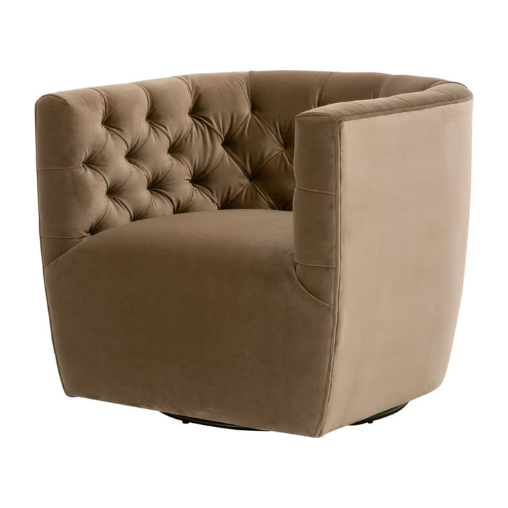 Essentials For Living Marcel Swivel Club Chair ~ Caramel Velvet