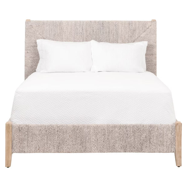 Essentials For Living Malay Cal King Bed ~ White Wash Abaca Rope With Natural Gray Mahogany