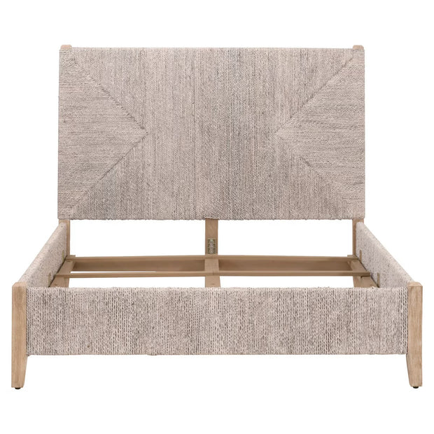 Essentials For Living Malay Cal King Bed ~ White Wash Abaca Rope With Natural Gray Mahogany