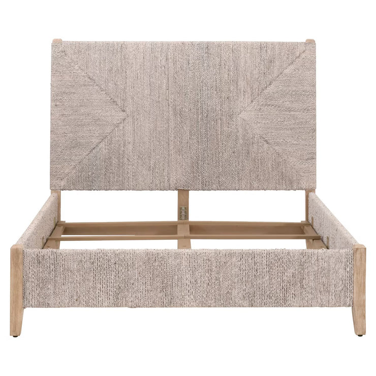 Essentials For Living Malay Queen Bed ~ White Wash Abaca Rope With Natural Gray Mahogany
