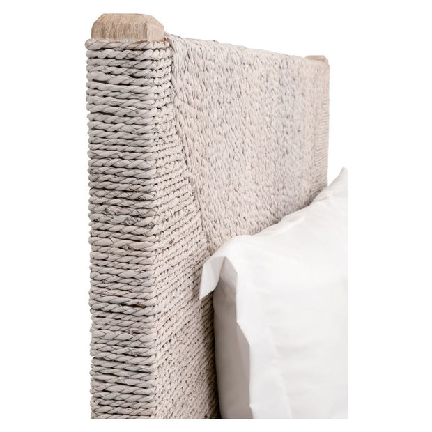 Essentials For Living Malay Queen Bed ~ White Wash Abaca Rope With Natural Gray Mahogany