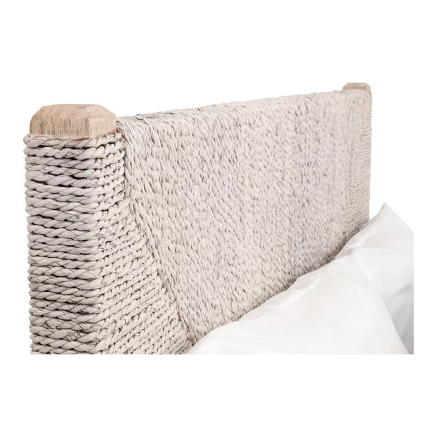 Essentials For Living Malay Cal King Bed ~ White Wash Abaca Rope With Natural Gray Mahogany