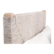 Essentials For Living Malay Queen Bed ~ White Wash Abaca Rope With Natural Gray Mahogany