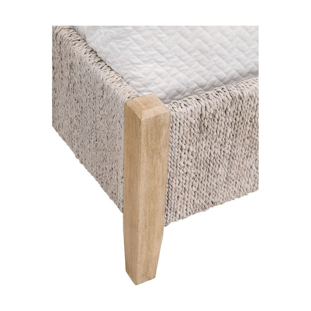Essentials For Living Malay Queen Bed ~ White Wash Abaca Rope With Natural Gray Mahogany