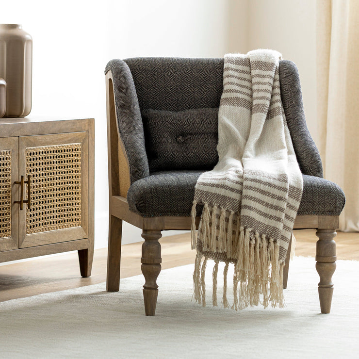 Surya Exeter Modern Charcoal Grey Accent Chair With Wood