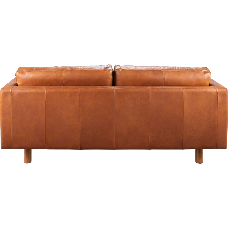 Surya Fitz Modern Cognac Brown Leather Square Arm Sofa