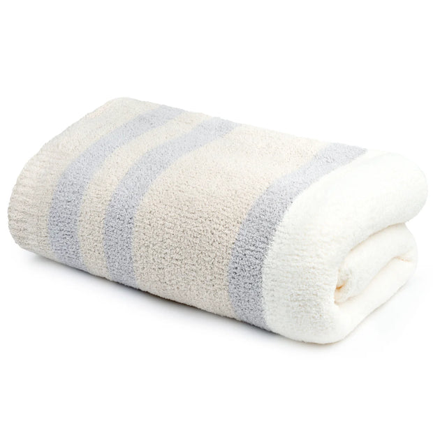 Kashwere Ultra Plush Multi Striped Soapstone, Linen and Creme King Blanket