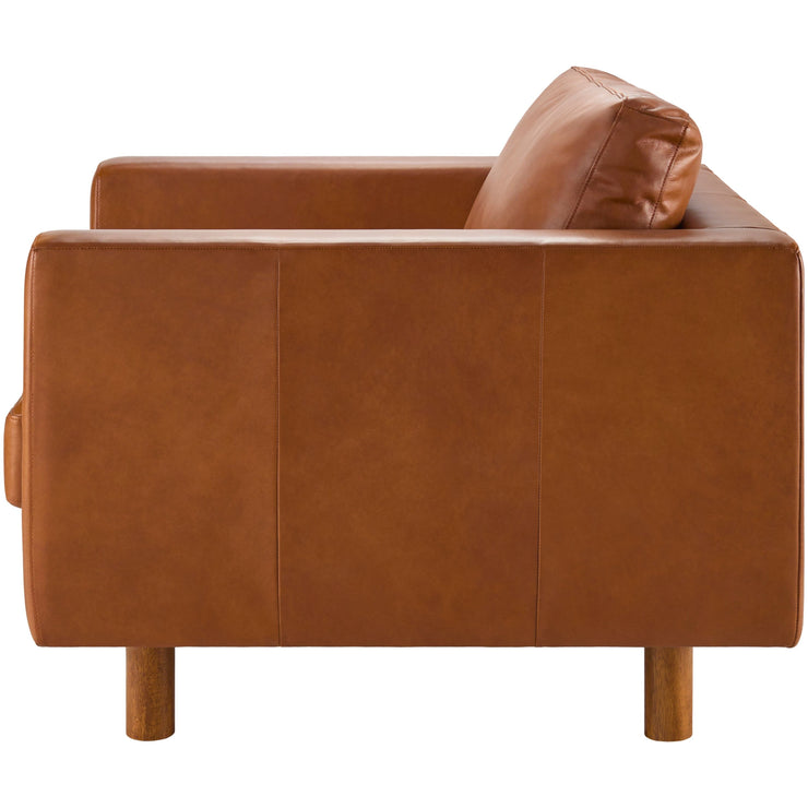 Surya Fitz Modern Cognac Brown Leather Square Arm Accent Chair