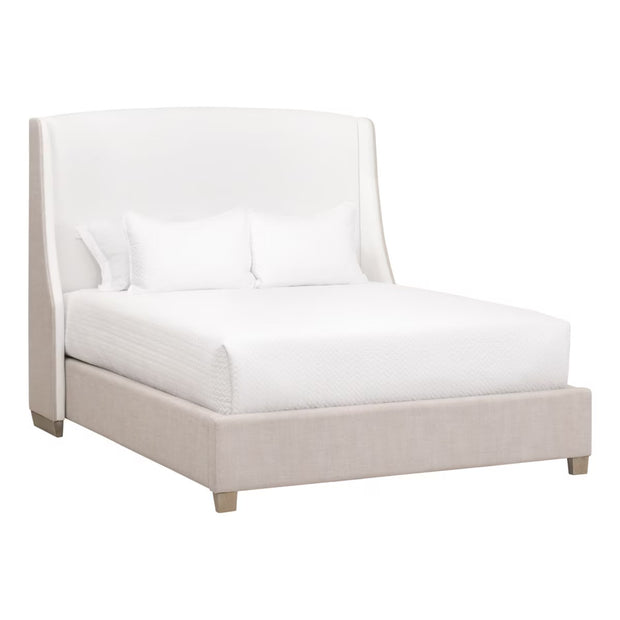 Essentials For Living Sloan Queen Bed ~ LiveSmart Peyton-Pearl, Bisque Performance Fabric Natural Gray Oak
