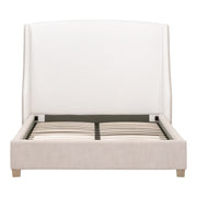 Essentials For Living Sloan Cal King Bed ~ LiveSmart Peyton-Pearl, Bisque Performance Fabric With Natural Gray Oak