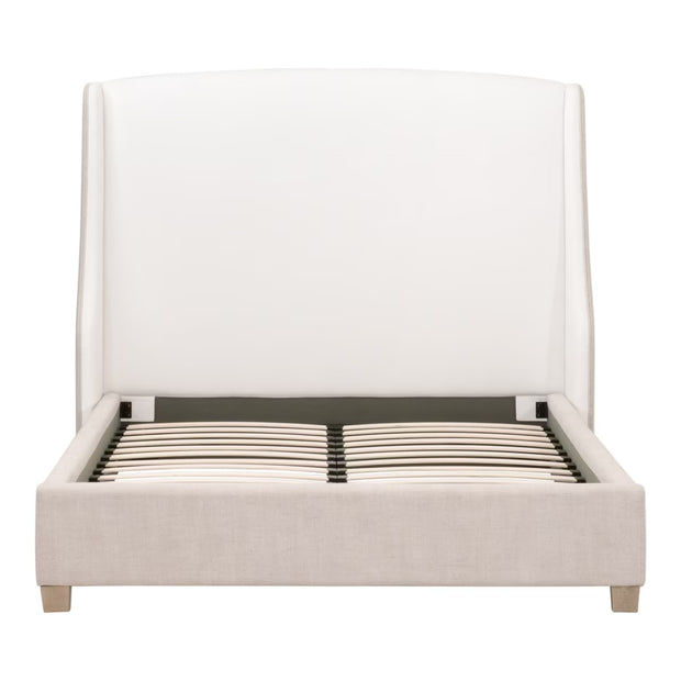 Essentials For Living Sloan Cal King Bed ~ LiveSmart Peyton-Pearl, Bisque Performance Fabric With Natural Gray Oak