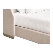 Essentials For Living Sloan Cal King Bed ~ LiveSmart Peyton-Pearl, Bisque Performance Fabric With Natural Gray Oak