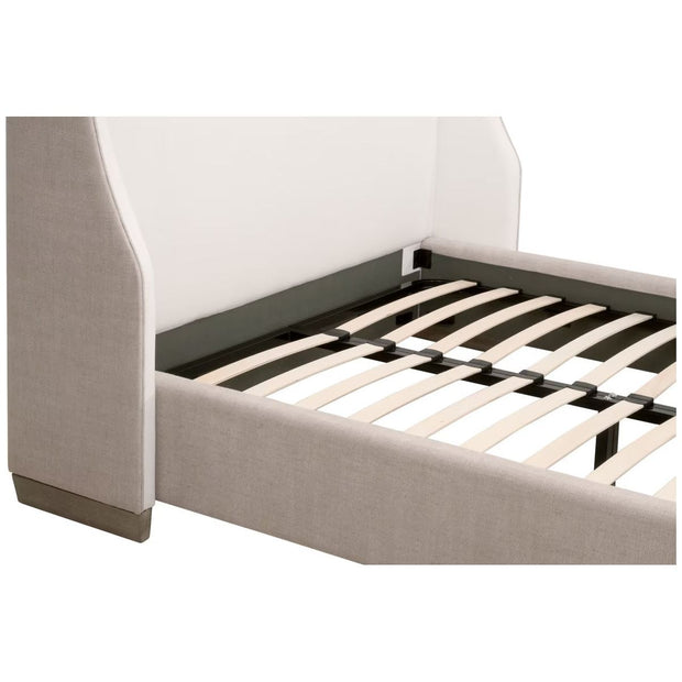 Essentials For Living Sloan Queen Bed ~ LiveSmart Peyton-Pearl, Bisque Performance Fabric Natural Gray Oak