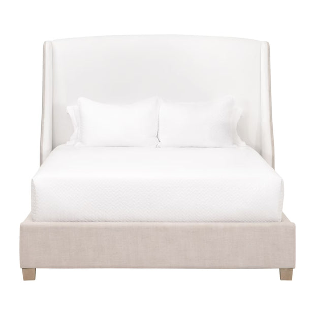 Essentials For Living Sloan Standard King Bed ~ LiveSmart Peyton-Pearl, Bisque Performance Fabric With Natural Gray Oak