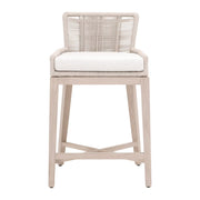 Essentials For Living Overlay Outdoor Counter Stool ~ Performance White Speckle With Washed Ever Teak Frame