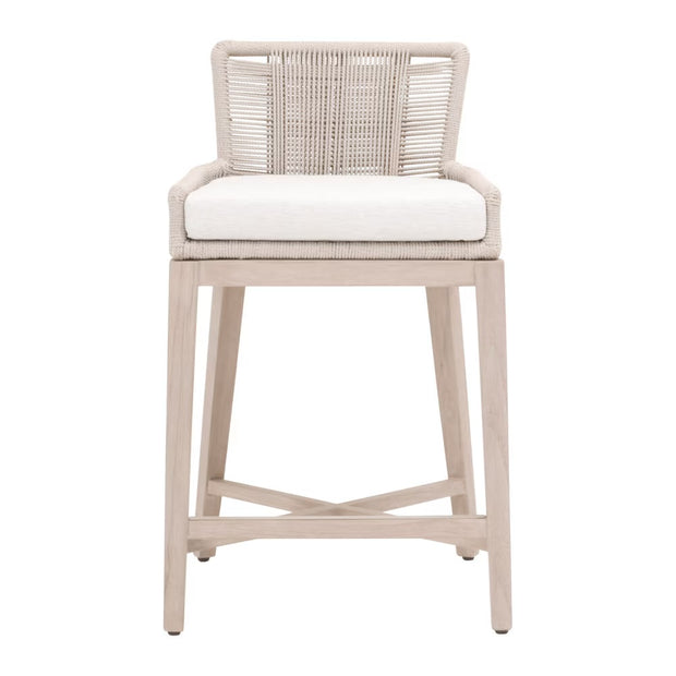 Essentials For Living Overlay Outdoor Counter Stool ~ Performance White Speckle With Washed Ever Teak Frame