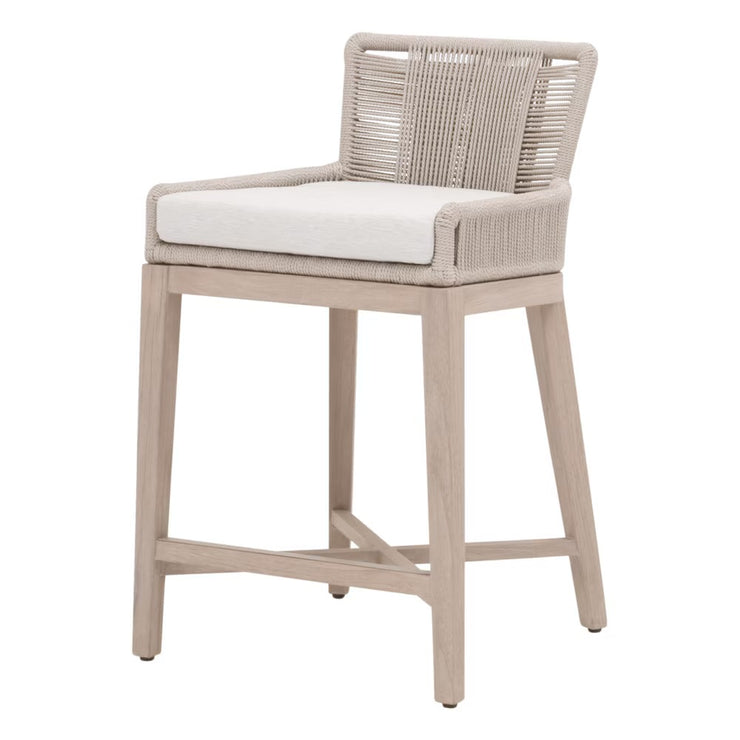 Essentials For Living Overlay Outdoor Counter Stool ~ Performance White Speckle With Washed Ever Teak Frame