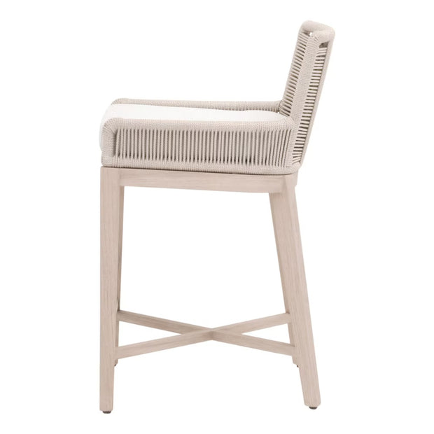 Essentials For Living Overlay Outdoor Counter Stool ~ Performance White Speckle With Washed Ever Teak Frame