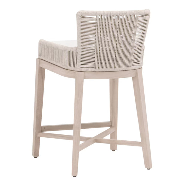 Essentials For Living Overlay Outdoor Counter Stool ~ Performance White Speckle With Washed Ever Teak Frame