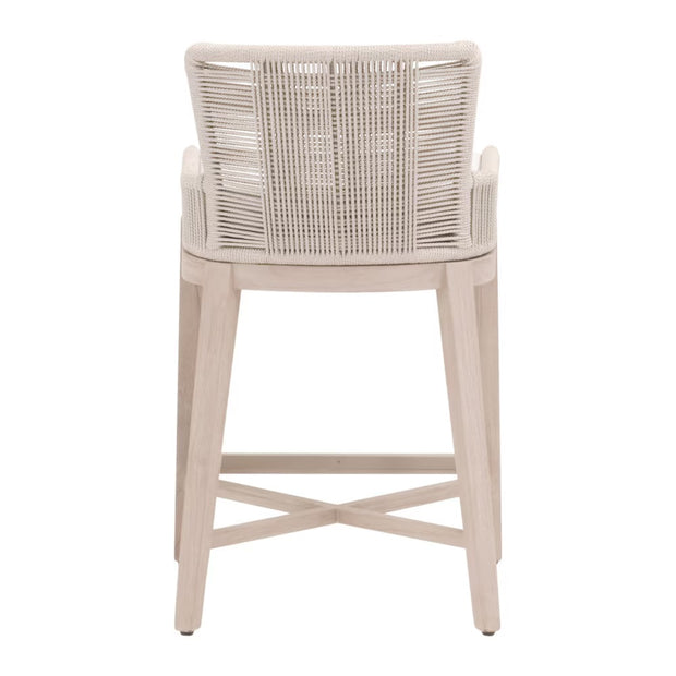 Essentials For Living Overlay Outdoor Counter Stool ~ Performance White Speckle With Washed Ever Teak Frame