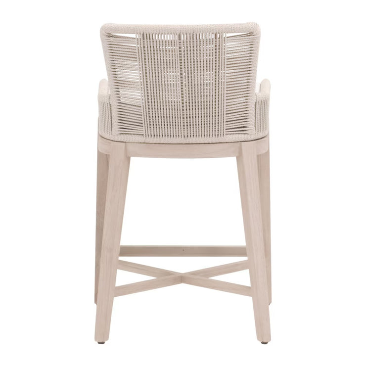 Essentials For Living Overlay Outdoor Counter Stool ~ Performance White Speckle With Washed Ever Teak Frame