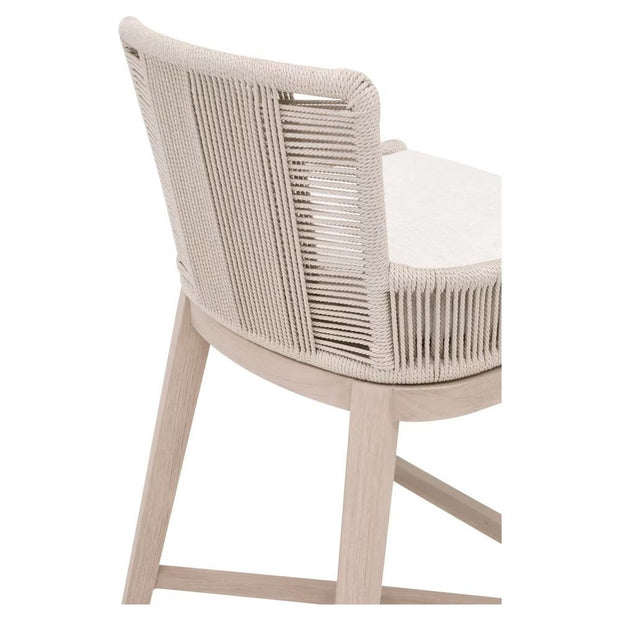 Essentials For Living Overlay Outdoor Counter Stool ~ Performance White Speckle With Washed Ever Teak Frame