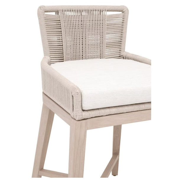 Essentials For Living Overlay Outdoor Counter Stool ~ Performance White Speckle With Washed Ever Teak Frame
