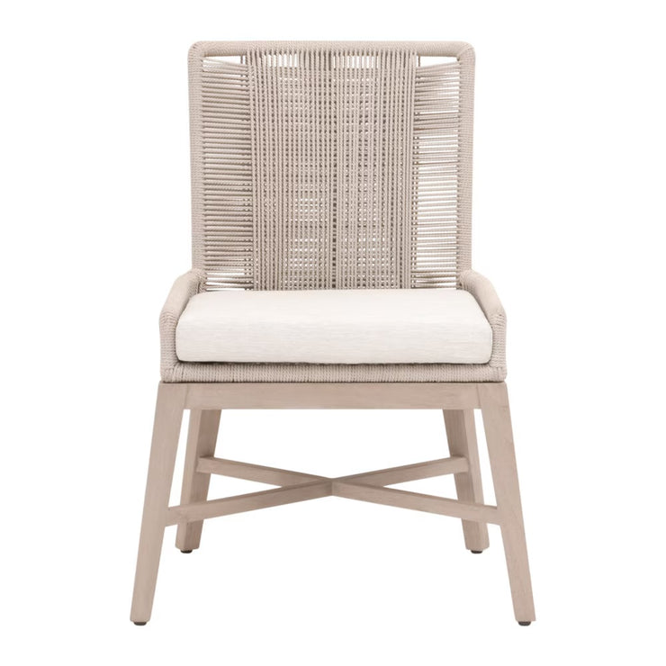 Essentials For Living Overlay Outdoor Dining Chair ~ Performance White Speckle Washed Ever Teak Frame