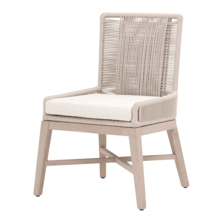 Essentials For Living Overlay Outdoor Dining Chair ~ Performance White Speckle Washed Ever Teak Frame
