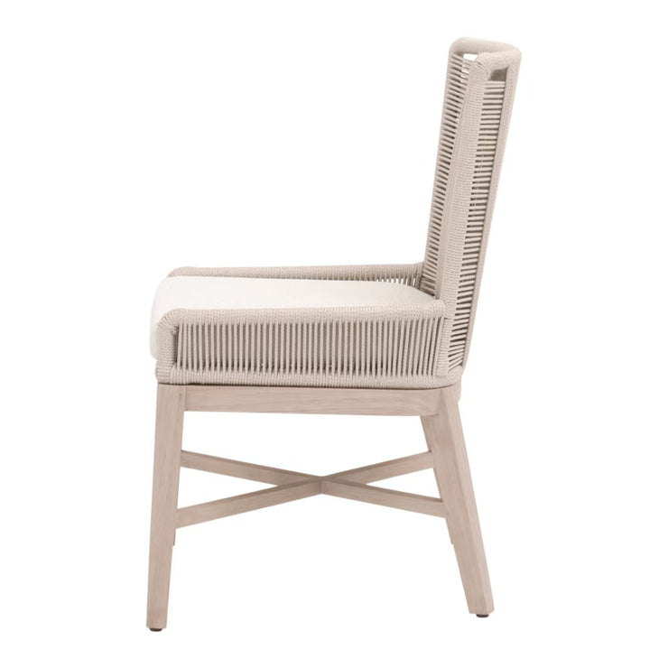 Essentials For Living Overlay Outdoor Dining Chair ~ Performance White Speckle Washed Ever Teak Frame