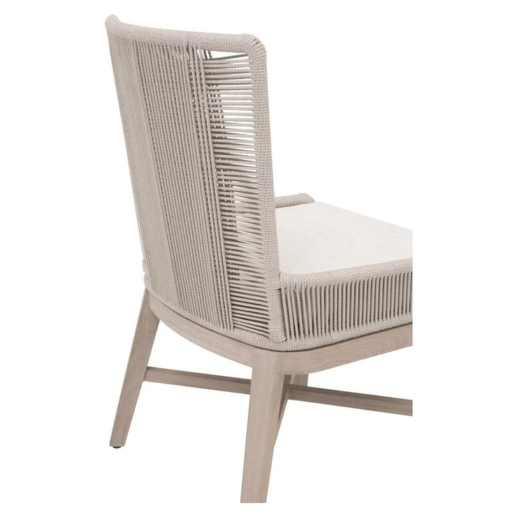 Essentials For Living Overlay Outdoor Dining Chair ~ Performance White Speckle Washed Ever Teak Frame