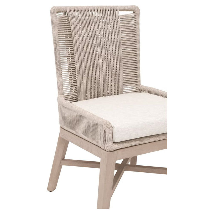 Essentials For Living Overlay Outdoor Dining Chair ~ Performance White Speckle Washed Ever Teak Frame