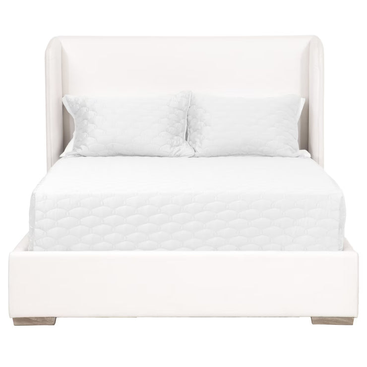 Essentials For Living Stewart Queen Bed ~ LiveSmart Peyton -Pearl Performance Fabric With Natural Gray Oak
