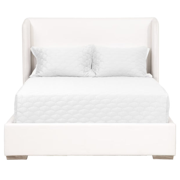 Essentials For Living Stewart Standard King Bed ~ LiveSmart Peyton -Pearl Performance Fabric With Natural Gray Oak