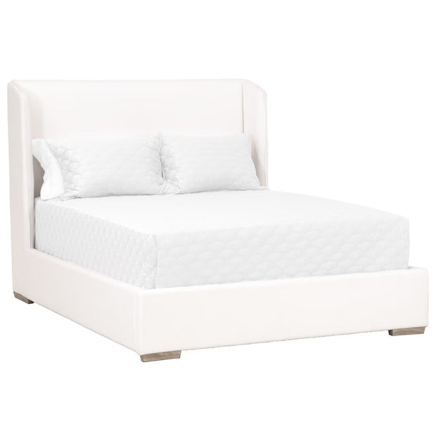 Essentials For Living Stewart Standard King Bed ~ LiveSmart Peyton -Pearl Performance Fabric With Natural Gray Oak