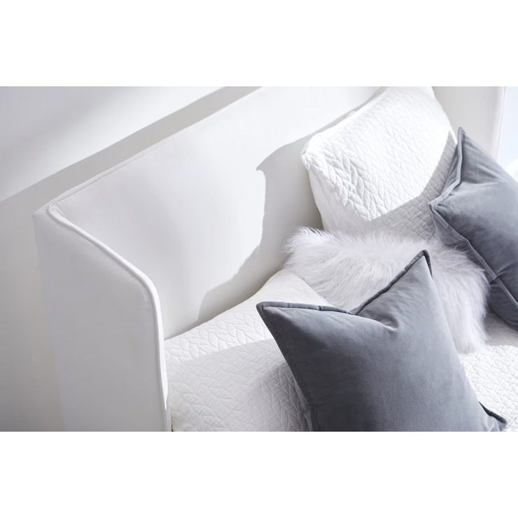 Essentials For Living Stewart Cal King Bed ~ LiveSmart Peyton-Pearl Performance Fabric Natural Gray Oak