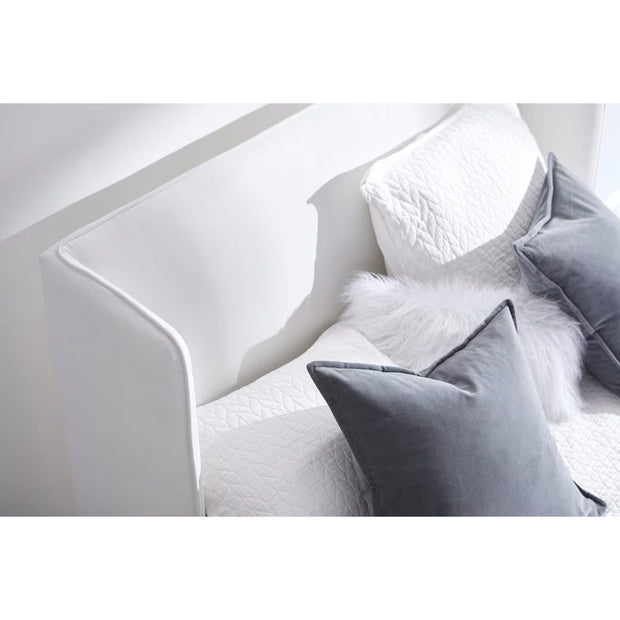 Essentials For Living Stewart Standard King Bed ~ LiveSmart Peyton -Pearl Performance Fabric With Natural Gray Oak