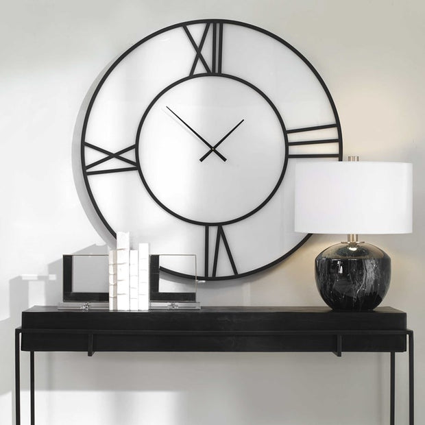 Uttermost Reema Black and White Modern Wall Clock