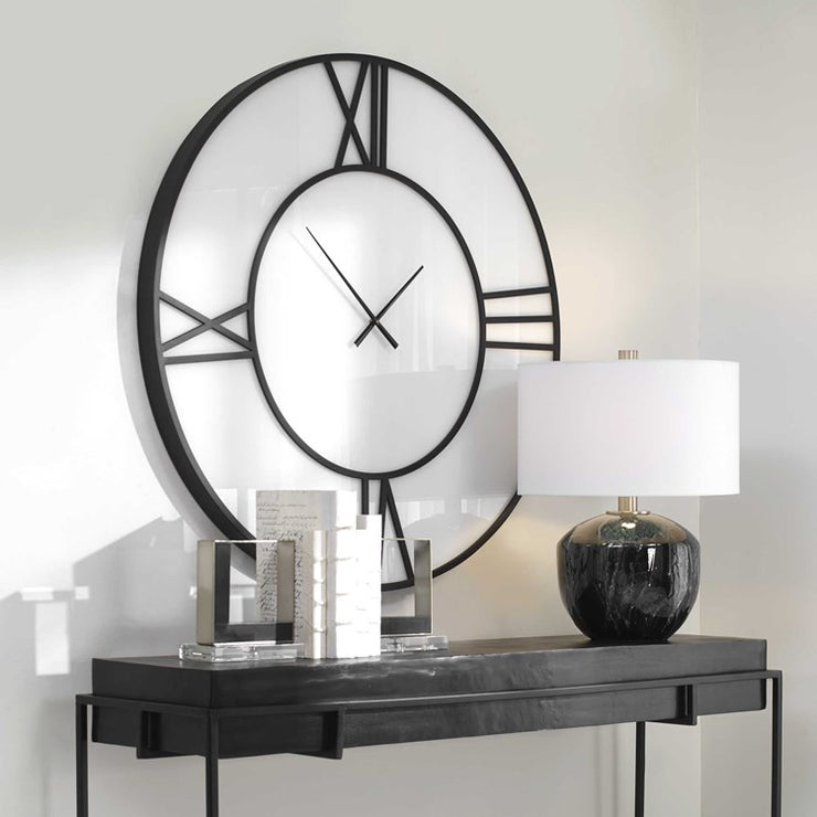 Uttermost Reema Black and White Modern Wall Clock